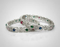 Front view of Tavisi Color Symphony multicolor CZ silver polish bangle size 2.6 for women