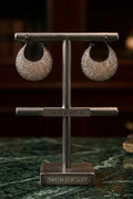 Tavisi crescent moon pavé hoop earrings in brass casting with silver tone finish and premium AD CZ stones