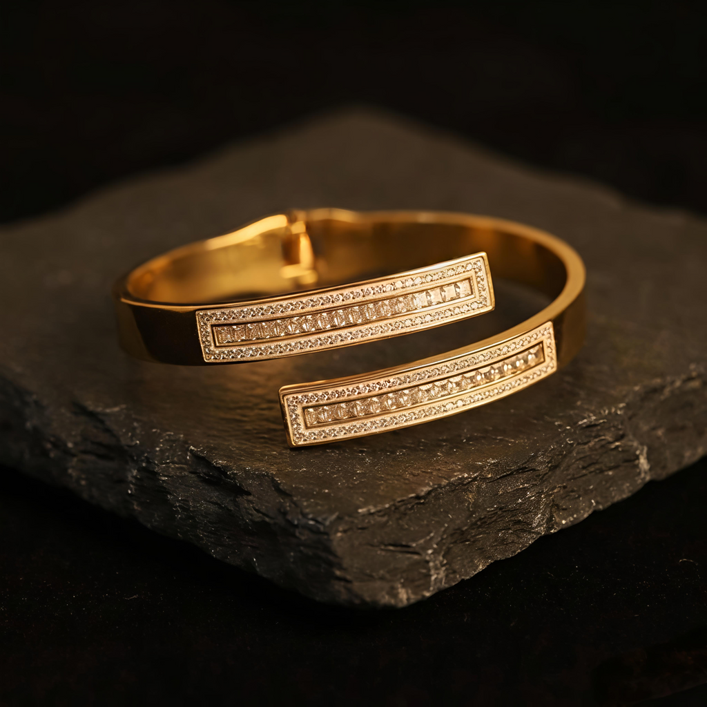Tavisi luxury open style AD stone bracelet with waterproof finish and long lasting shine