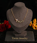 Tavisi Elara Luxe Charm Necklace with pearl and crystal accents in anti tarnish 18K gold plated stainless steel