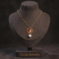 Tavisi Elara Pearl Radiance Pendant Necklace with Premium 316L Surgical Grade Stainless Steel, 18K gold plated anti tarnish finish
