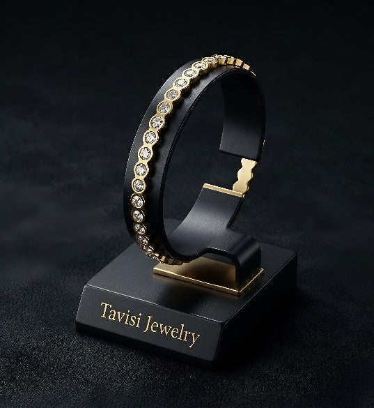 Tavisi Elara Spark gold plated AD stone anti tarnish stainless steel bracelet