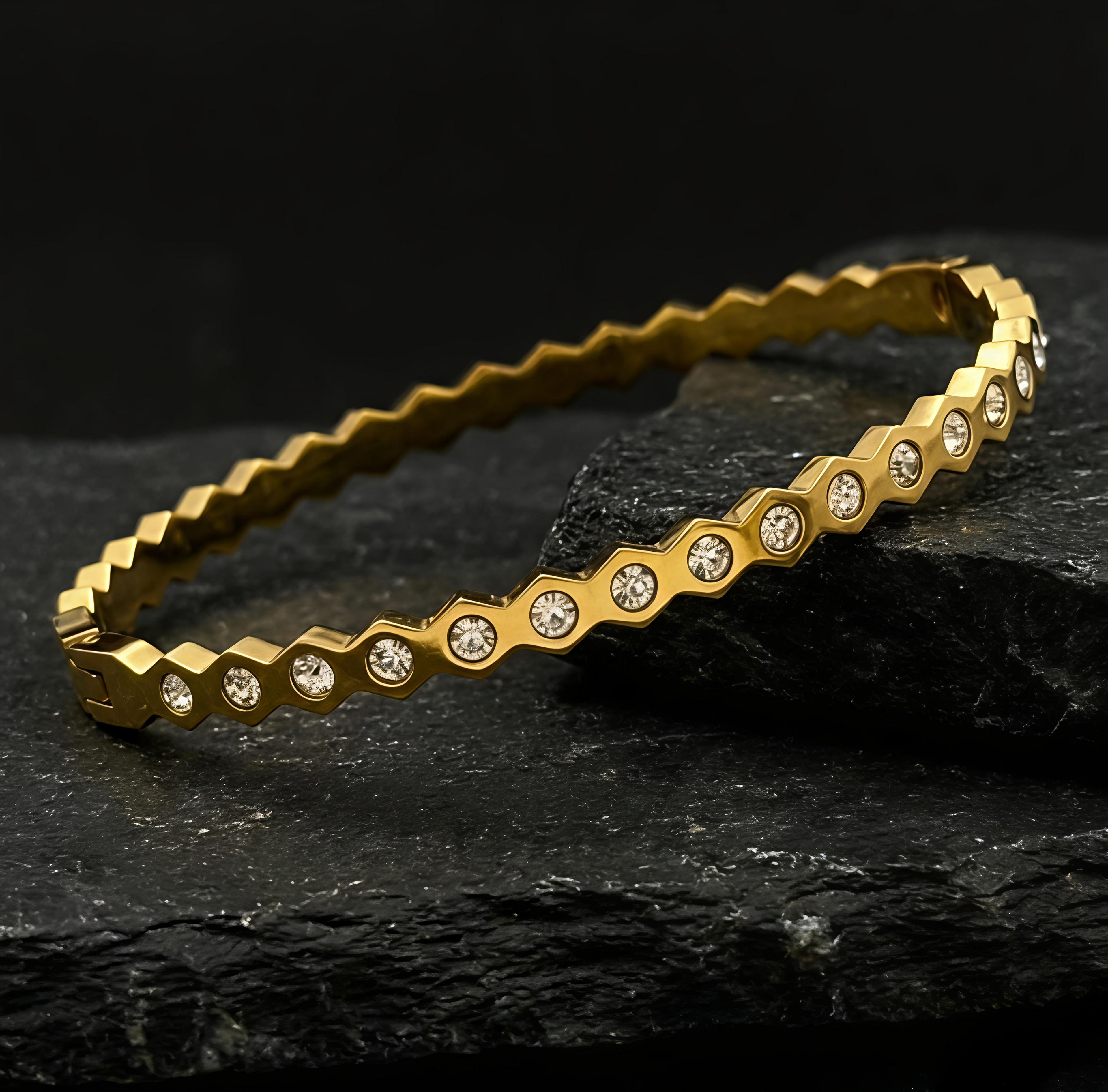 Premium gold AD bracelet for women with waterproof long lasting shine by Tavisi