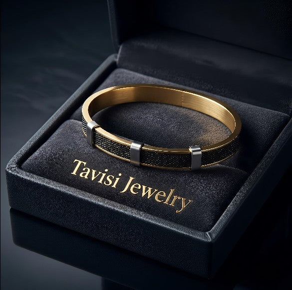 Tavisi black gold open mesh kada anti tarnish long lasting premium shine
