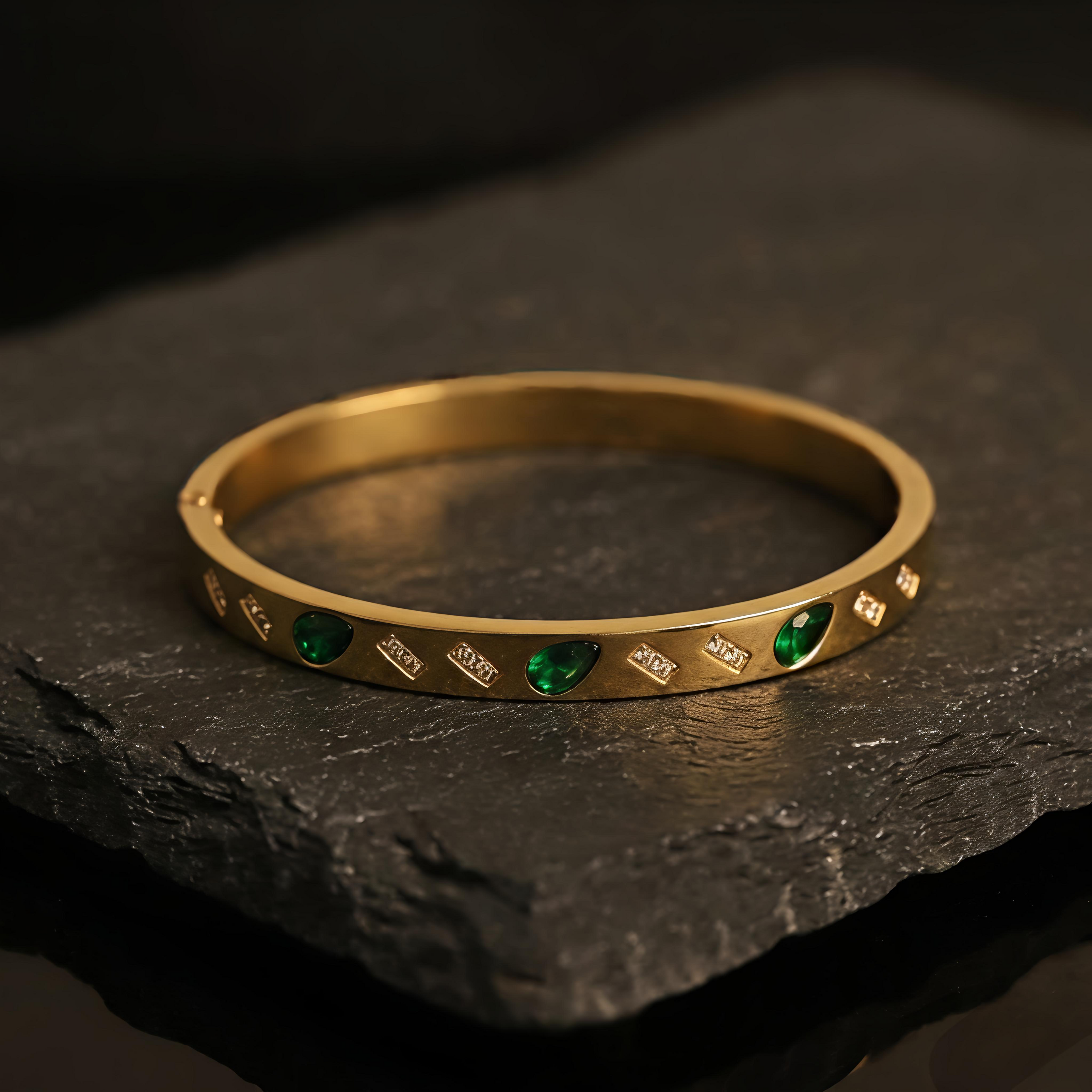 Premium Tavisi waterproof 22K gold plated kada bracelet with AD stones for women