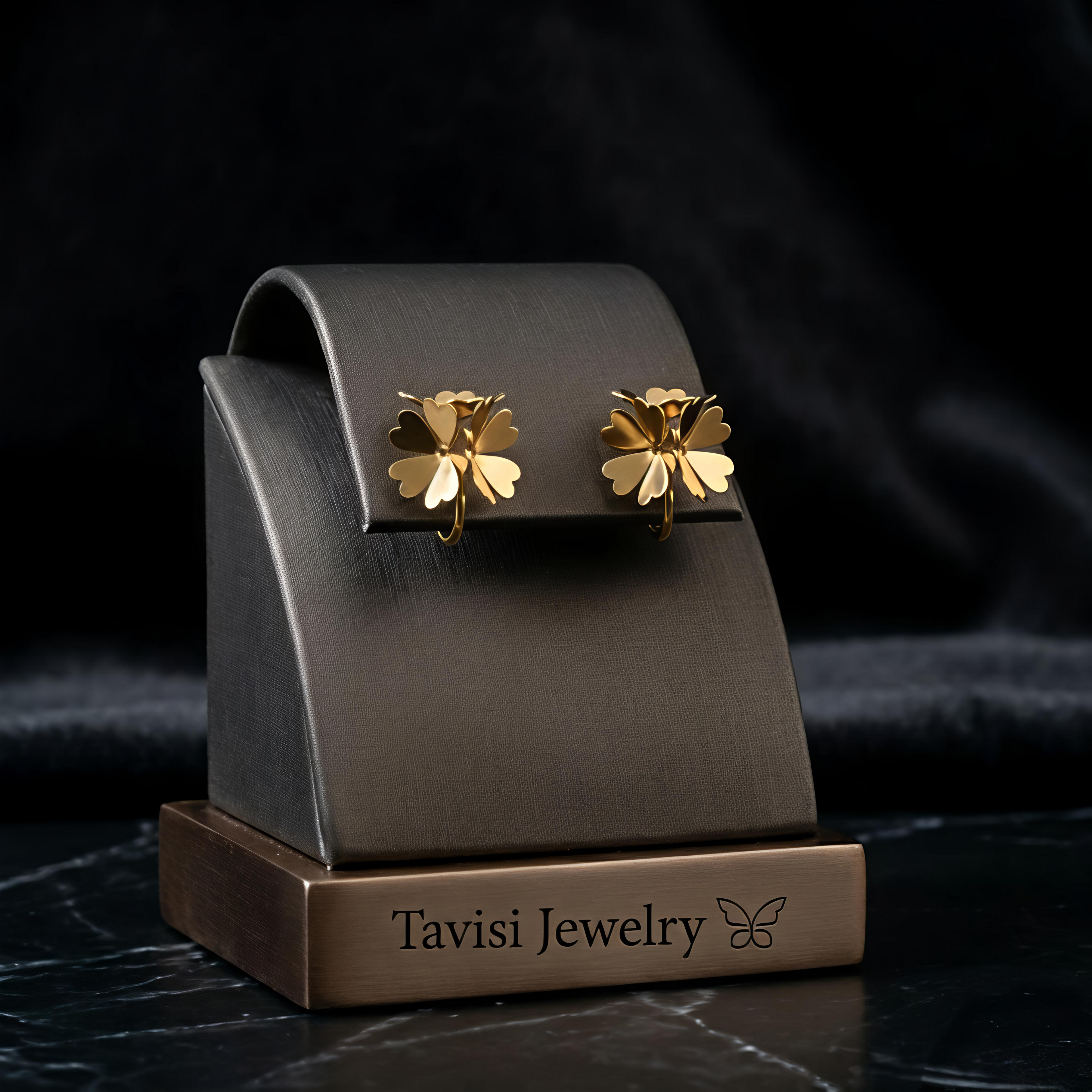 Tavisi floral hoop earrings in 22K gold plated stainless steel for women