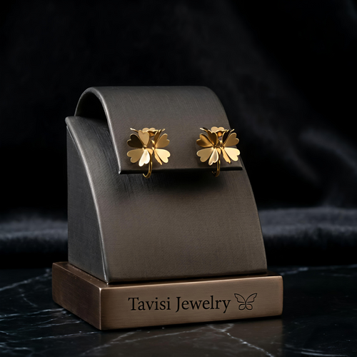 Tavisi floral hoop earrings in 22K gold plated stainless steel for women