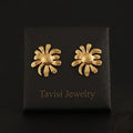 Tavisi floral stud earrings in 22K gold plated 316L surgical stainless steel for women
