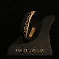 Tavisi Gold Circle Link CZ Bracelet in 316L surgical stainless steel with CZ stone line, 22K gold finish, anti tarnish protection, long lasting shine, size 2.0

