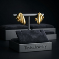 Tavisi golden shell stud earrings in 22K gold plated 316L surgical stainless steel for women
