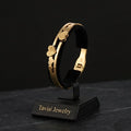 Tavisi Heart Charm 22K gold plated anti tarnish 316L stainless steel kada bracelet for women