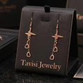 Tavisi heartbeat charm drop earrings with 18K rose gold plating and anti tarnish finish for women