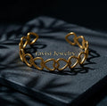 Front view of Tavisi Heartline gold plated anti tarnish heart bracelet crafted in premium 316L stainless steel for women