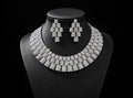 Tavisi Imperial CZ AD stone statement necklace and earrings set in brass