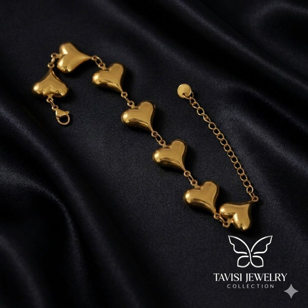 Bold Heart Link Gold Bracelet – premium anti tarnish luxury jewellery by Tavisi Jewelry