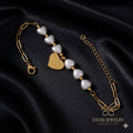 Heart Pearl Charm Gold Bracelet – premium anti tarnish luxury jewellery by Tavisi Jewelry