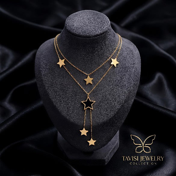 Star Layered Chain Pendant Necklace – premium anti tarnish jewellery by Tavisi Jewelry
