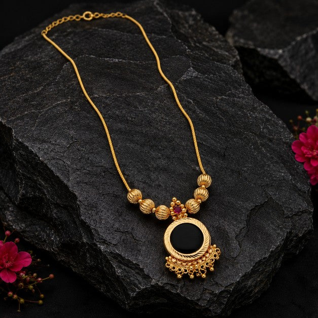 Tavisi Kerala design ruby green AD CZ necklace close up