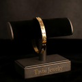 Tavisi Liora Evil Eye Gold Kada Bracelet with 22K gold electroplated 316L surgical stainless steel anti tarnish waterproof long lasting shine up to 5 years jewellery closeup