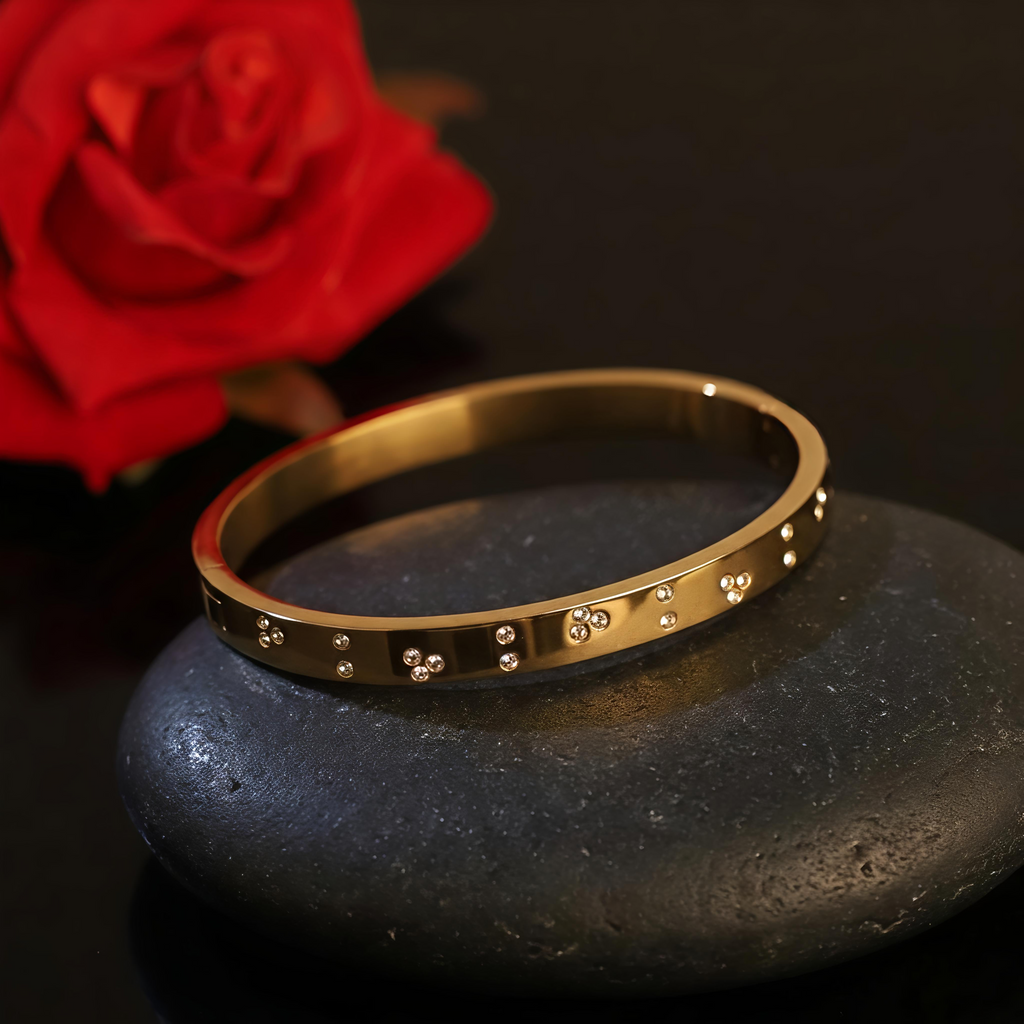 Tavisi Liora Evil Eye Gold Kada Bracelet for women with 22K gold plated anti tarnish waterproof 316L surgical stainless steel long lasting shine up to 5 years daily wear jewellery