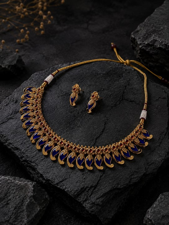 Tavisi Mengo Palakka Necklace with green and ruby stones