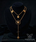 Close-up of Midnight Medusa Coin anti-tarnish layered necklace by Tavisi Jewelry