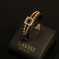 Tavisi Midnight Square bracelet with CZ stones in 22K gold plated 316L surgical stainless steel for women
