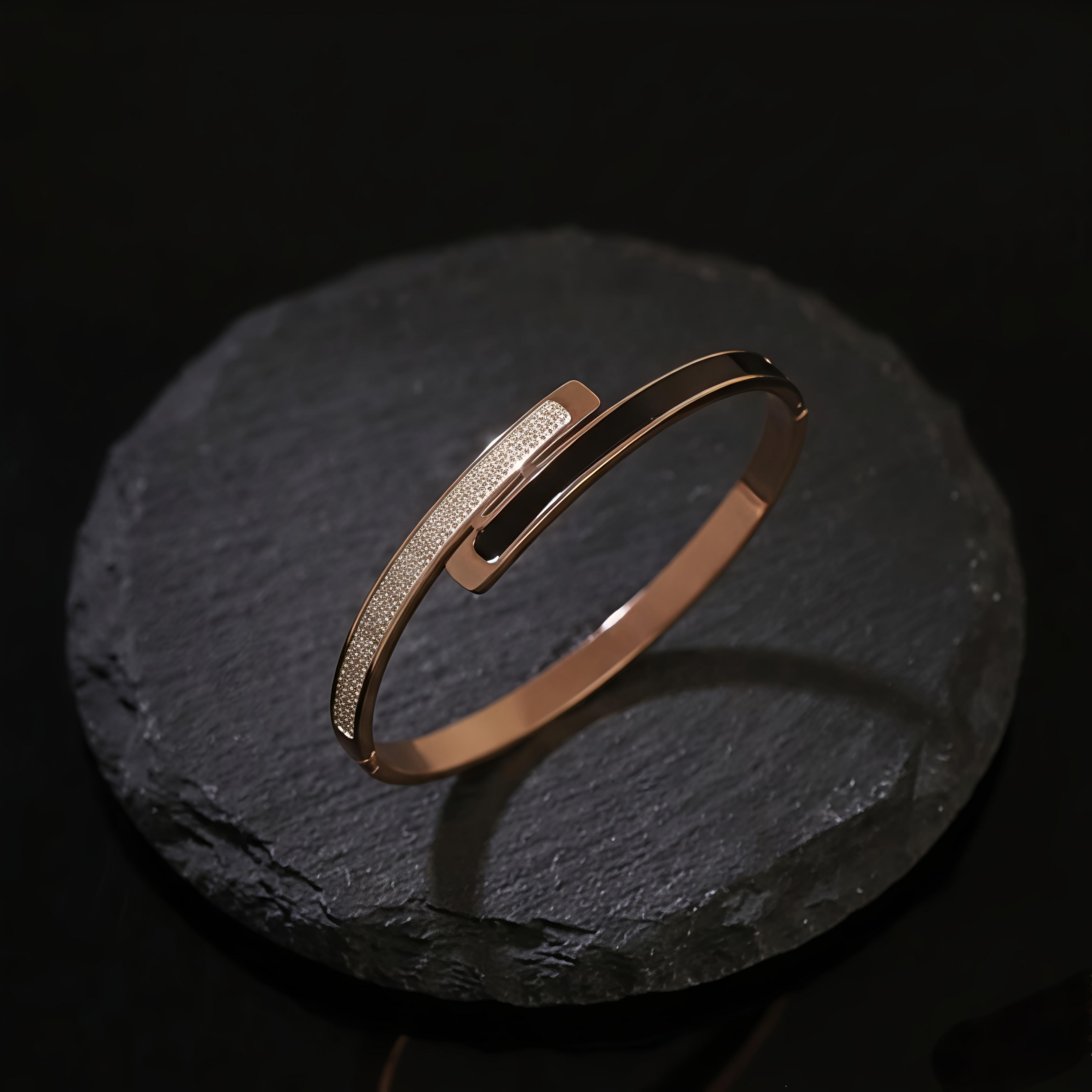 Tavisi premium rose gold bracelet with AD stones waterproof finish and long lasting shine