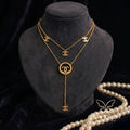 Tavisi noir enamel layered anti tarnish gold necklace for women