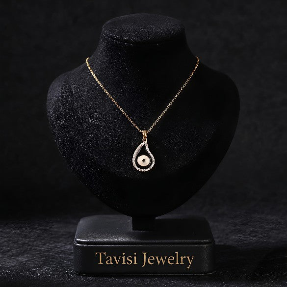 Tavisi Nyra Evil Eye Drop Pendant Necklace with premium 316L Surgical Grade Stainless Steel and long lasting 18K gold plated finish