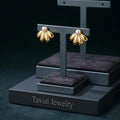Tavisi pearl bloom gold stud earrings in 22K gold plated 316L surgical stainless steel for women
