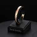 Tavisi Roman Letter CZ Bracelet in 316L surgical stainless steel with 22K gold finish, Roman rectangle centerpiece, dual CZ detailing, anti tarnish protection, adjustable fit, size 2.4

