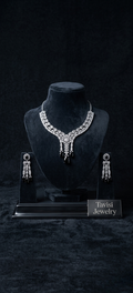 Tavisi Sapphire Aura AD CZ Necklace Set Premium Brass Casting Jewellery