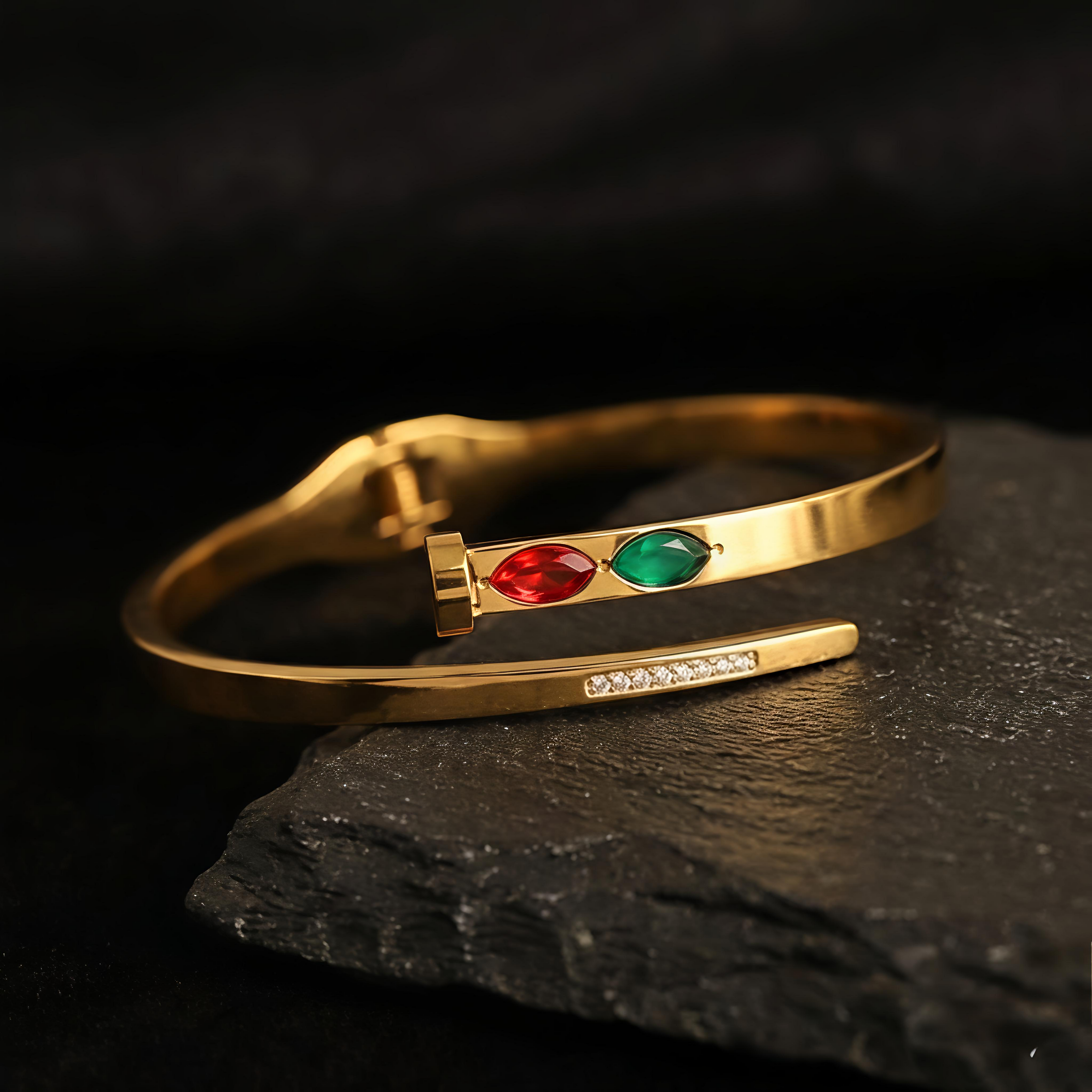 Tavisi dual colour stone AD bracelet with waterproof finish and long lasting shine