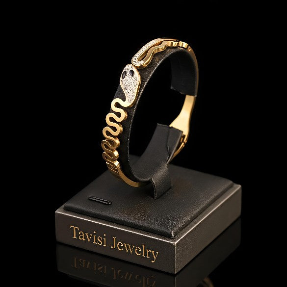 Tavisi Serina Snake AD Bracelet 316L stainless steel 22K gold plated anti tarnish waterproof kada