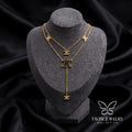 Tavisi signature black enamel logo layered anti tarnish gold necklace for women