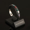 Tavisi Silver MultiGem Kada in 316L surgical stainless steel with multicolour AD stones, silver finish, anti tarnish protection, open lock design, size 2.4
