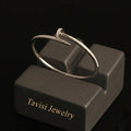 Tavisi Silver Sleek CZ Line Bracelet in 316L surgical stainless steel with anti tarnish silver finish, single line CZ stone detailing, lightweight waterproof design, size 2.6
