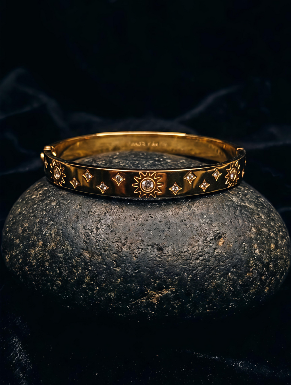 Premium waterproof Tavisi gold kada bracelet with AD stones for women
