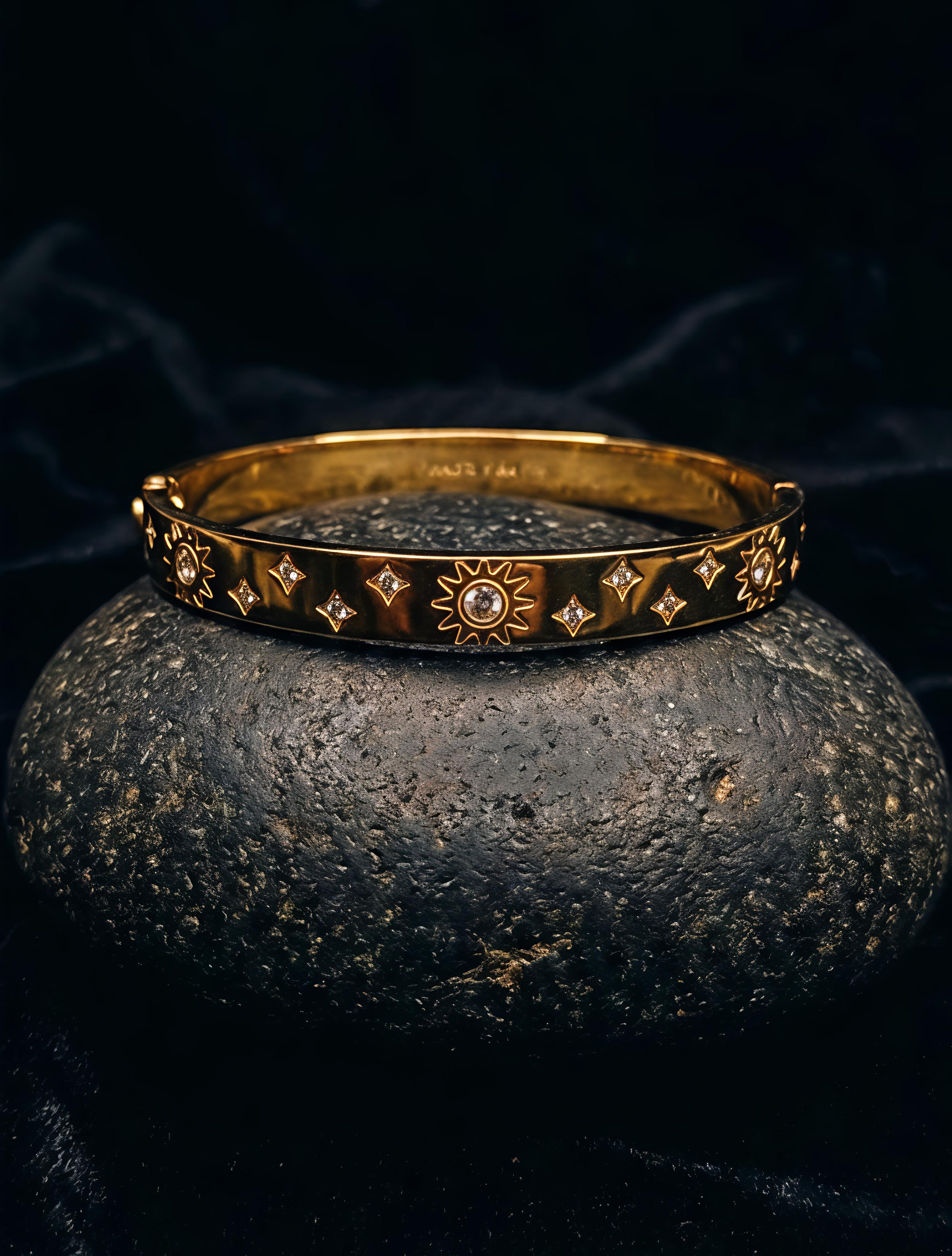 Premium waterproof Tavisi gold kada bracelet with AD stones for women