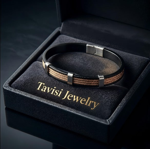 Tavisi UrbanEdge kada size 2.4 in black 316L surgical stainless steel with anti tarnish waterproof finish for men
