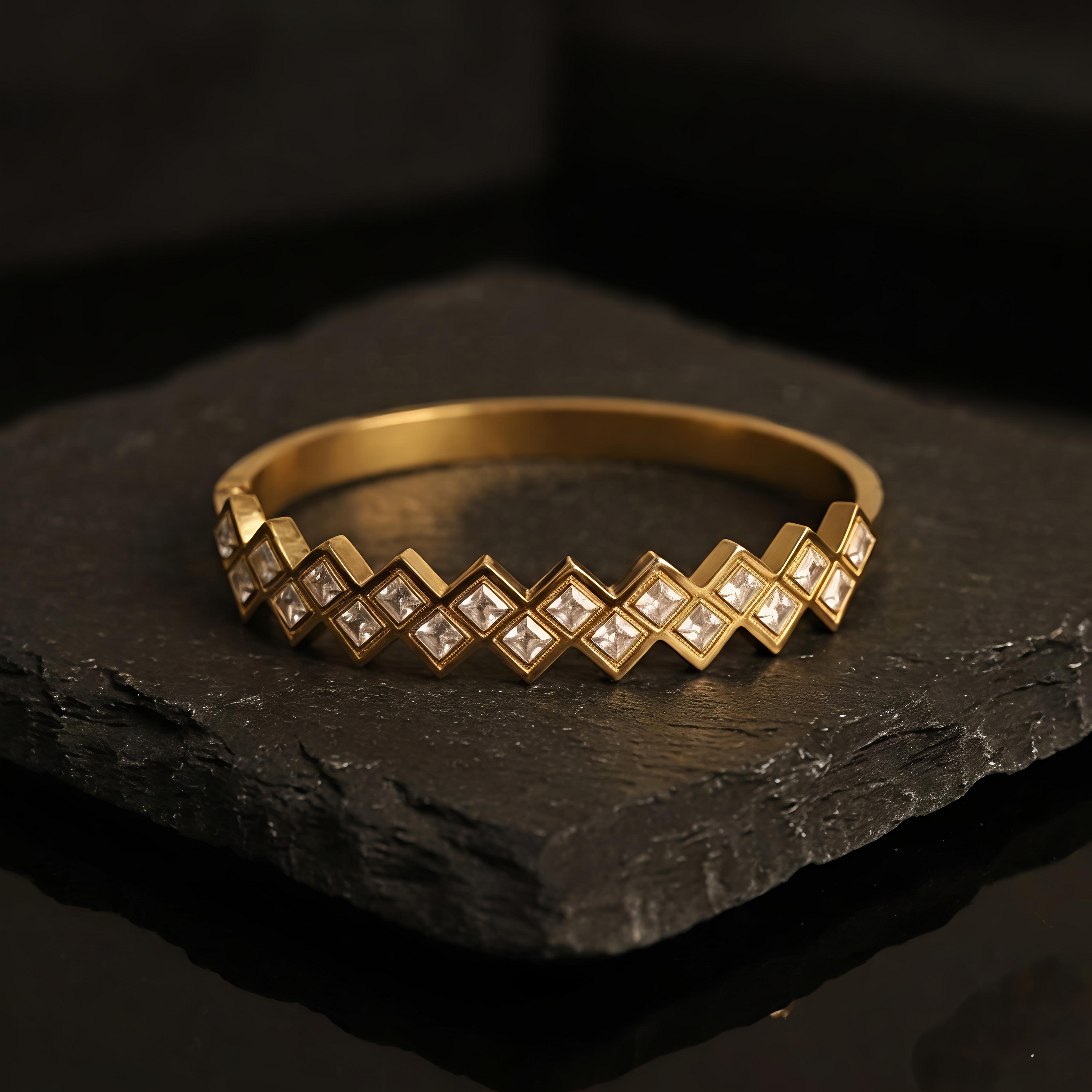 Tavisi Ziya gold bracelet with Kundan AD stones and long lasting waterproof finish