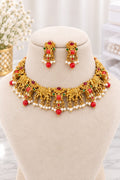 Vasudha elephant kemp necklace set with matching earrings