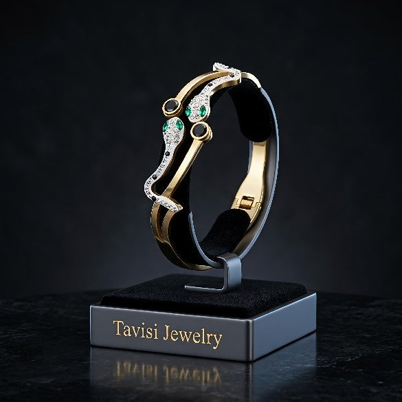 Zaira Serpent AD 316L stainless steel 22K gold plated anti tarnish bracelet by Tavisi